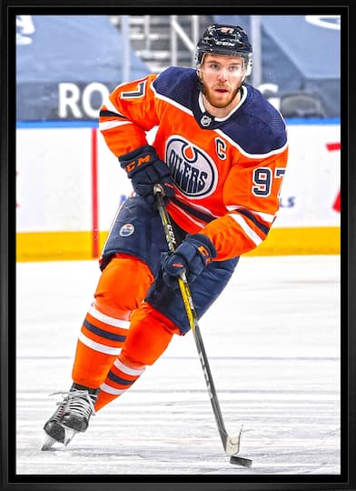 Connor McDavid Edmonton Oilers Framed 20" x 29" Skating Canvas 22.5" x 31.5"